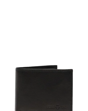 Portofel pliabil de piele cu logo stantat, PP1004, Negru