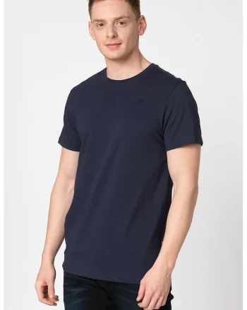 Tricou regular fit cu broderie logo discreta, Negru/Bleumarin