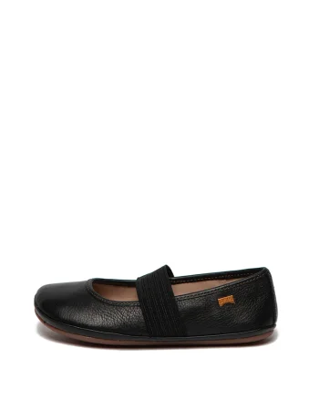 Balerini de piele cu brant anatomic si banda elastica Right 8469, Negru