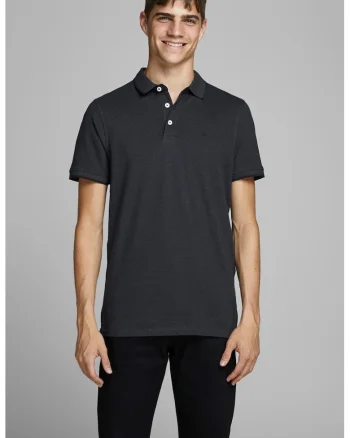 Tricou polo slim fit de bumbac organic Paulos, Gri antracit