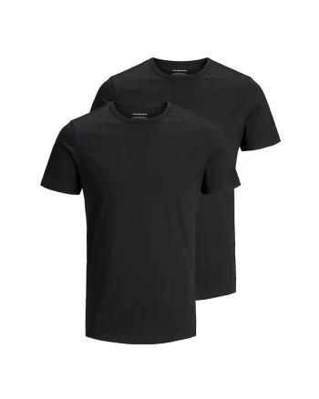 Set de tricouri cu decolteu la baza gatului - 2 piese, Negru stins