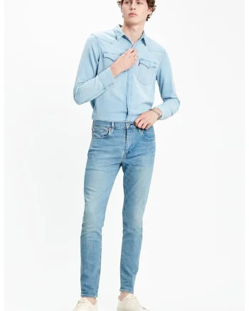 Blugi slim fit cu croiala conica 512™, Albastru inchis/Alb optic