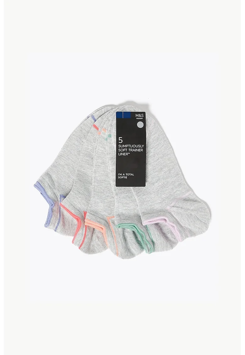 Set de sosete scurte Sumptuously Soft™, 5 perechi, Verde/Gri deschis/Roz