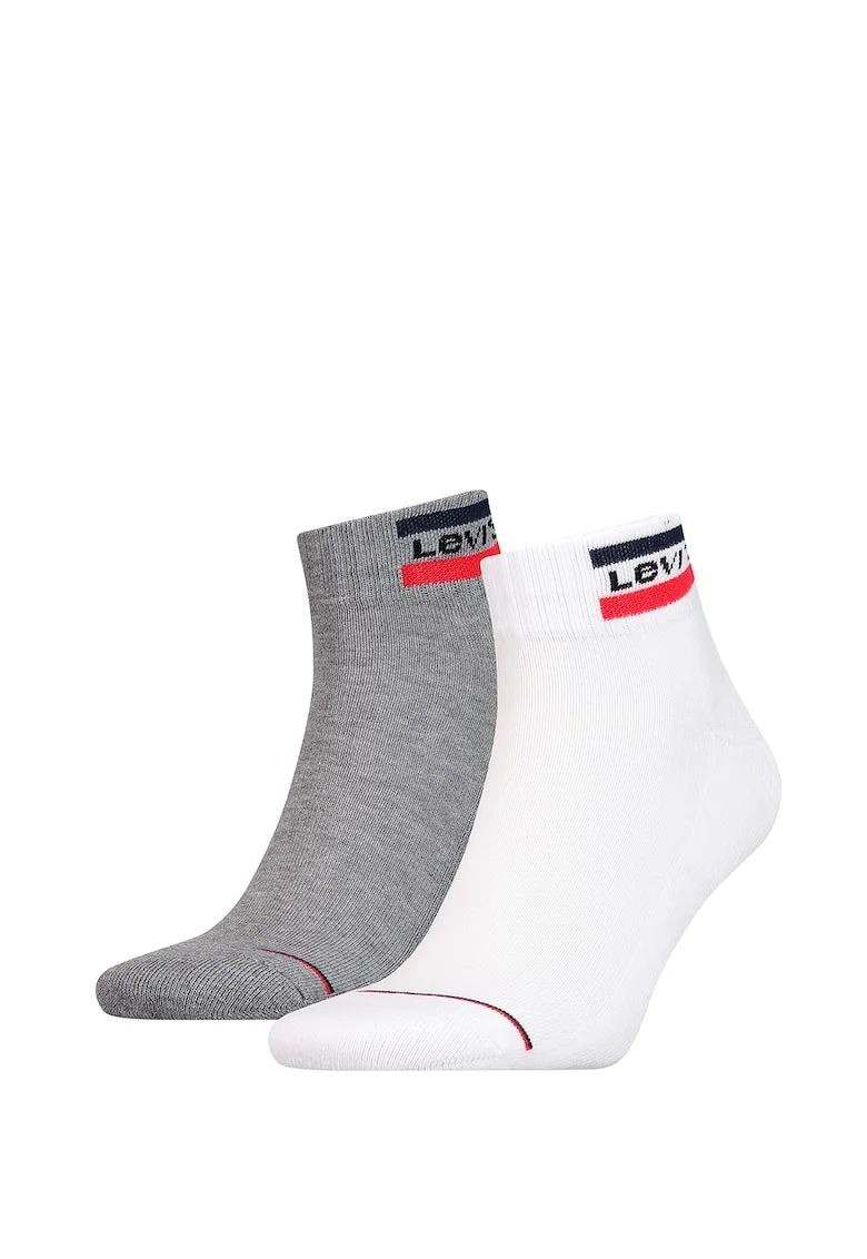Set de sosete unisex pana la glezna - 2 perechi, Rosu/Alb/Gri