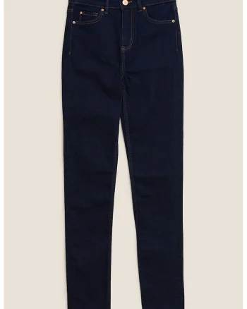 Blugi slim fit cu talie inalta, Bleumarin