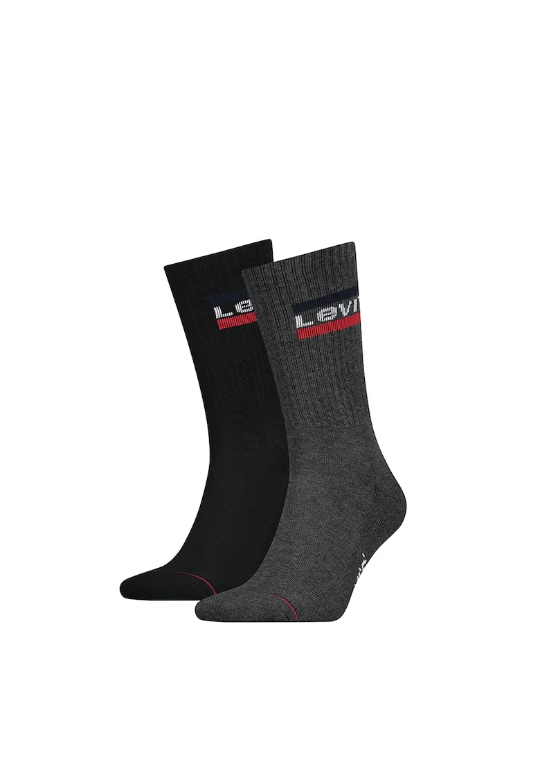 Set de sosete lungi unisex - 2 perechi, Negru/Gri inchis