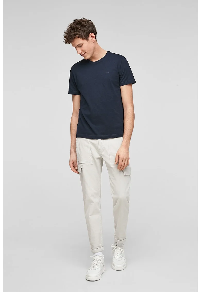 Tricou cu decolteu la baza gatului, Bleumarin