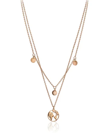 Colier cu doua siraguri si pandantive multiple, Auriu rose