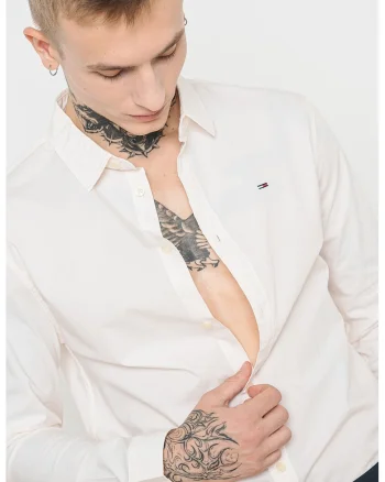 Camasa slim fit, Alb optic