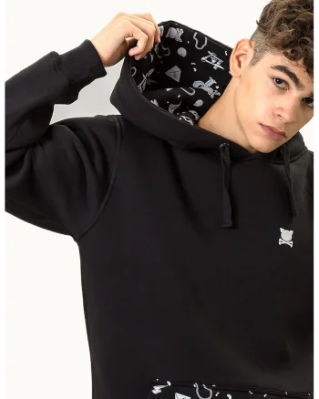 Hanorac unisex cu buzunar kangaroo, Negru/Gri