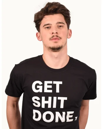 Tricou unisex cu imprimeu text, Alb/Negru