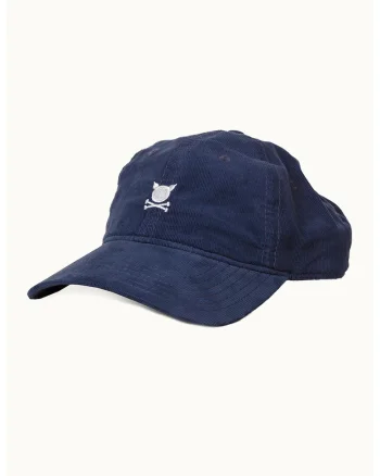 Sapca unisex din reiat cu logo brodat, Alb/Bleumarin