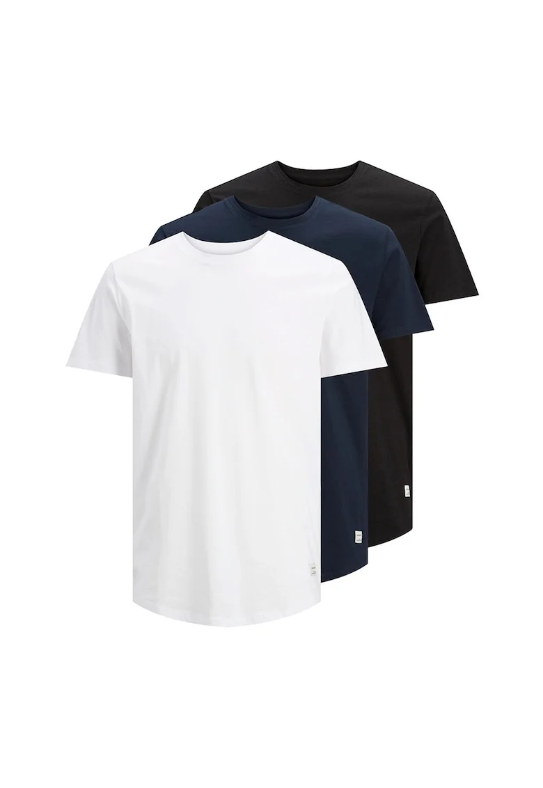 Set de tricouri din bumbac organic - 3 piese, Alb/Negru/Albastru inchis