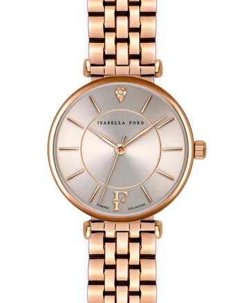 Ceas decorat cu 1 diamant, Auriu rose