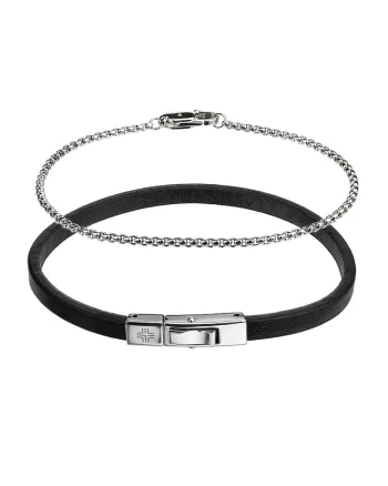 Set de bratari - 2 piese, Negru/Argintiu