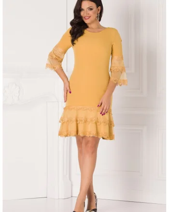 Rochie scurta cu detalii brodate, Galben