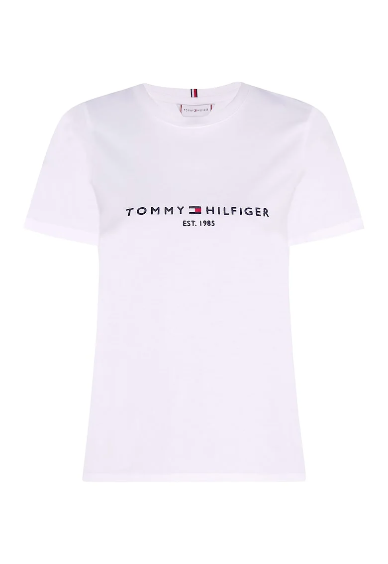 Tricou de bumbac organic cu logo brodat Heritage, Alb/Violet deschis/Bleumarin