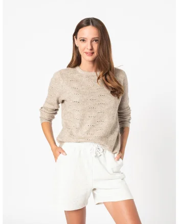 Pulover cu decupaje Lolli, Gri/Maro taupe