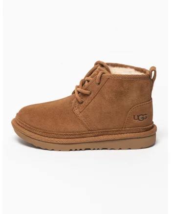 Ghete din piele intoarsa cu captuseala pufoasa Neumel II, Maro camel