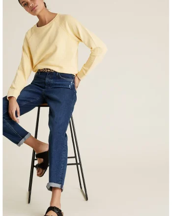 Blugi crop boyfriend, Bleumarin