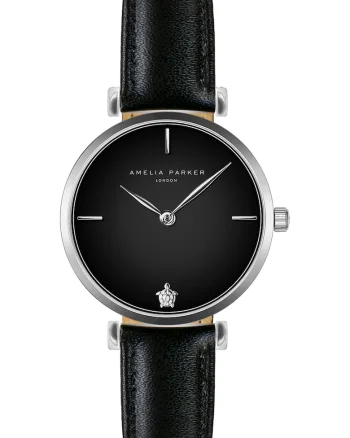 Ceas quartz cu o curea de piele, Negru
