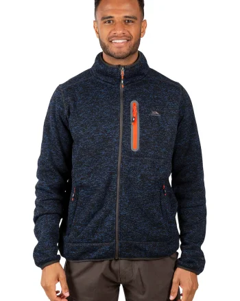 Bluza sport cu aspect tricotat si fermoar Bingham, Albastru inchis, Bleumarin inchis,