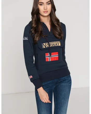 Hanorac cu snur si logo brodat Gymclass, Rosu/Bej/Bleumarin
