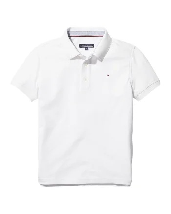 Tricou polo din amestec de bumbac organic, Alb