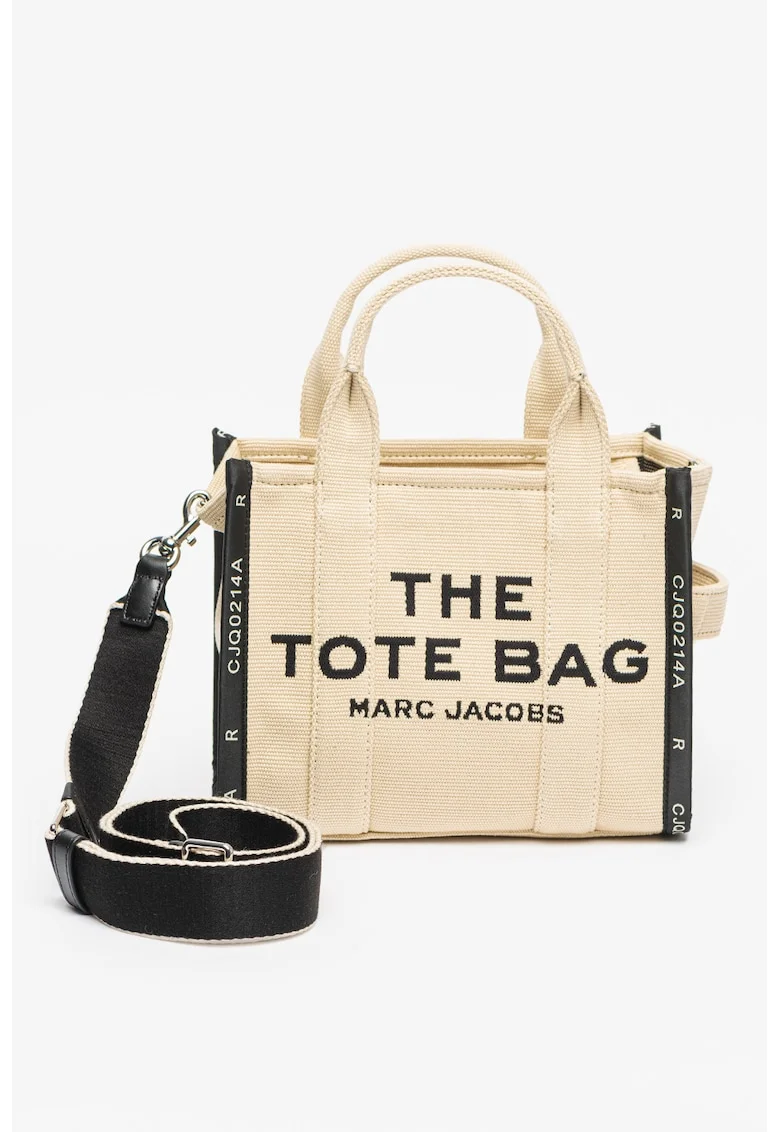 Geanta tote cu imprimeu text The Mini, Negru/Maro nisip