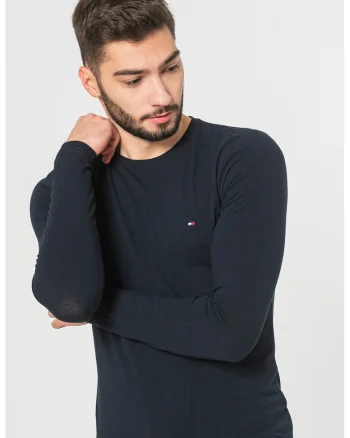 Bluza slim fit amestec de bumbac organic, Rosu/Alb/Bleumarin