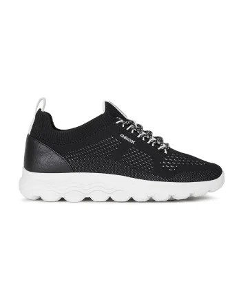 Pantofi sport din plasa tricotata cu detaliu de piele, Negru stins