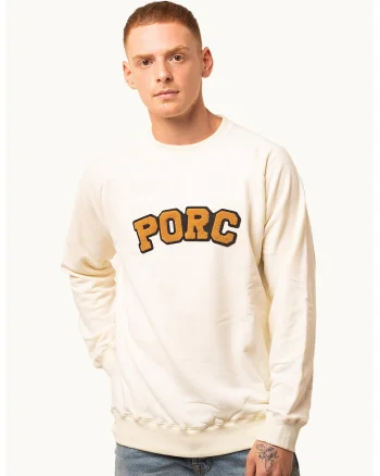 Bluza de trening cu model unisex si logo brodat Savage, Alb fildes