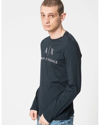 Bluza slim fit de bumbac, Alb/Bleumarin