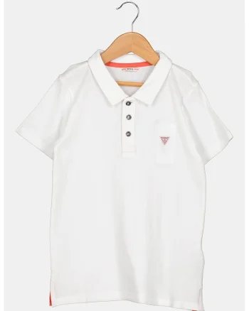Tricou polo cu logo discret, Alb