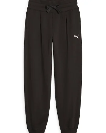 Pantaloni sport cu talie inalta si buzunare oblice, Negru