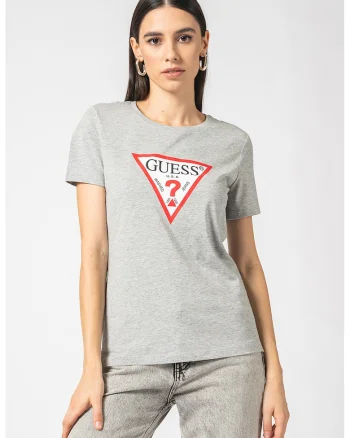 Tricou din bumbac cu imprimeu logo, Gri melange
