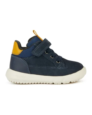 Ghete cu insertii de piele intoarsa si velcro, Bleumarin/Galben inchis
