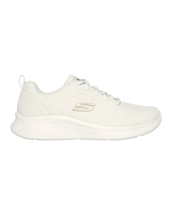 Pantofi sport din piele ecologica si material textil Skechlite, Alb murdar
