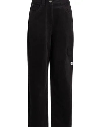 Pantaloni cargo cu talie inalta, Negru
