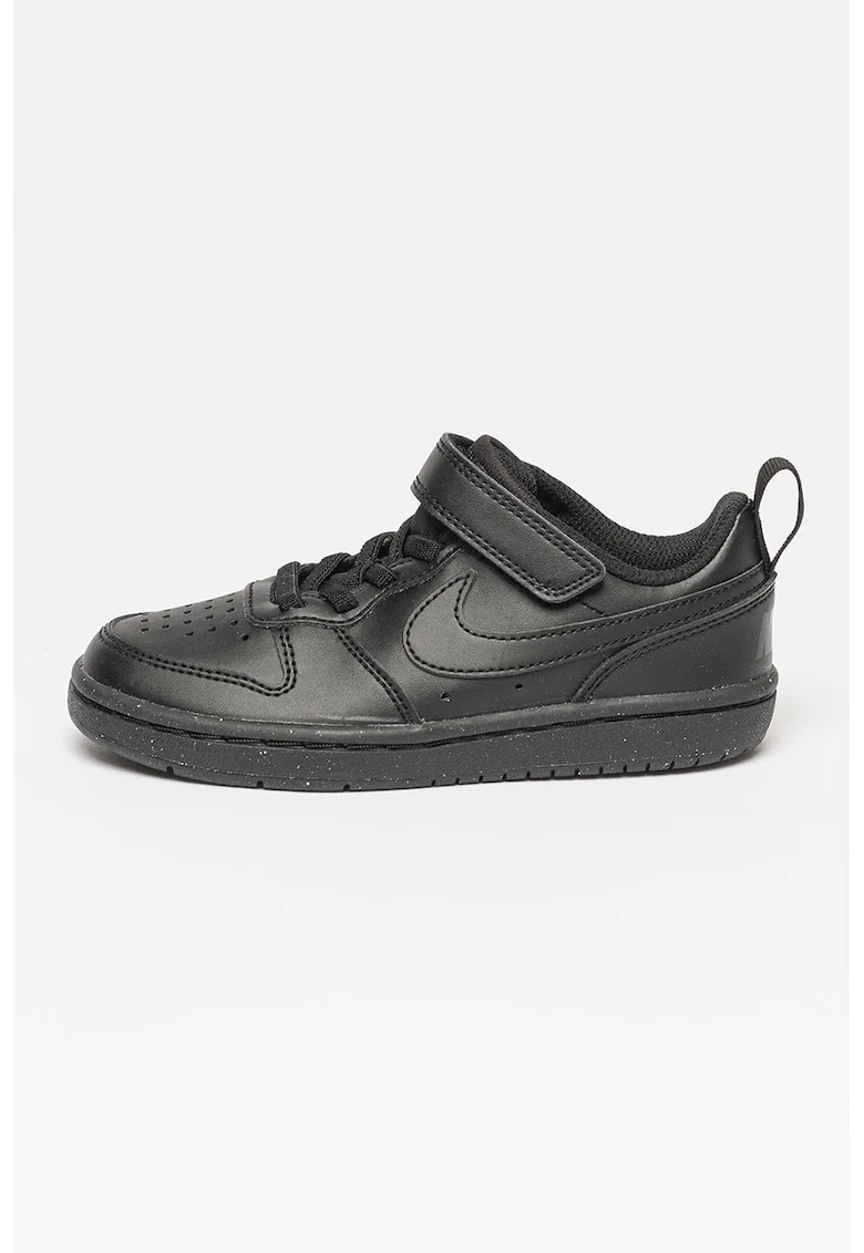 Pantofi sport din piele ecologica cu velcro Court Borough, Negru