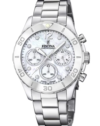Ceas cronograf decorat cu cristale zirconia