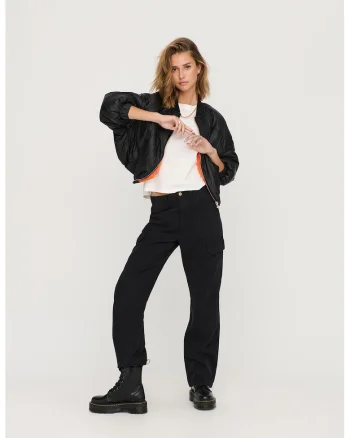Pantaloni cargo relaxed fit, Negru
