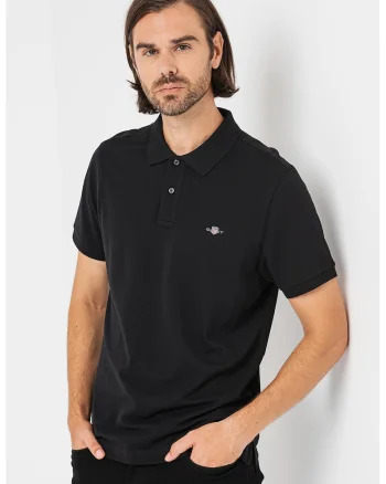 Tricou polo din bumbac cu aspect pique, Negru