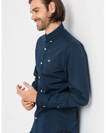 Camasa slim-fit cu guler fixat cu nasturi, Bleumarin