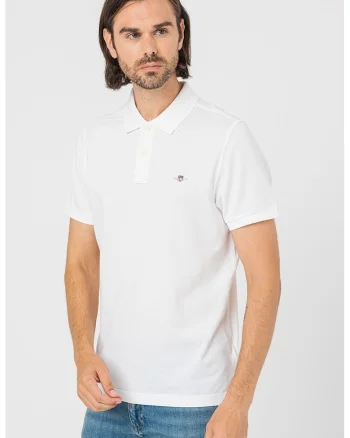 Tricou polo din bumbac cu aspect pique, Alb optic