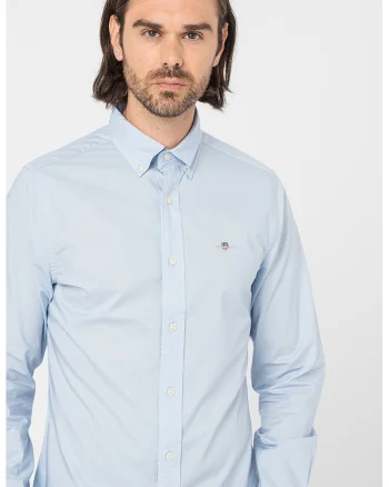 Camasa slim-fit cu guler fixat cu nasturi, Albastru deschis