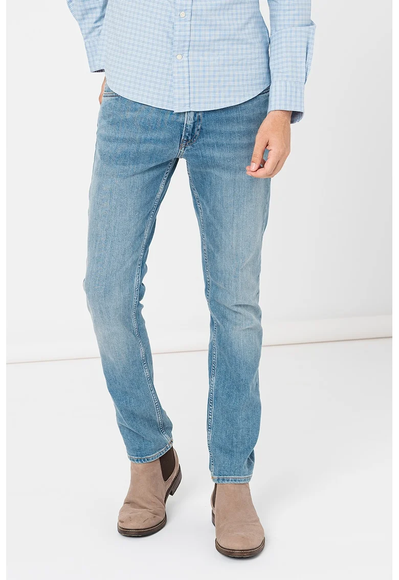 Blugi slim fit cu talie medie, Albastru deschis