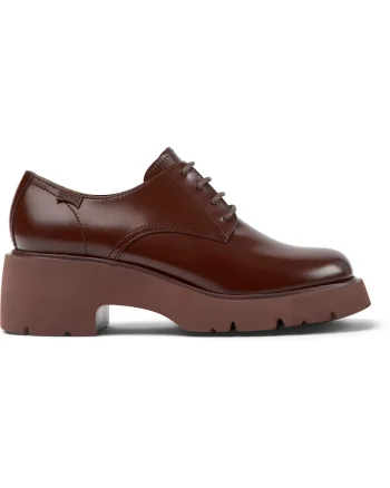 Pantofi derby din piele cu toc masiv Milah 1179, Rosu