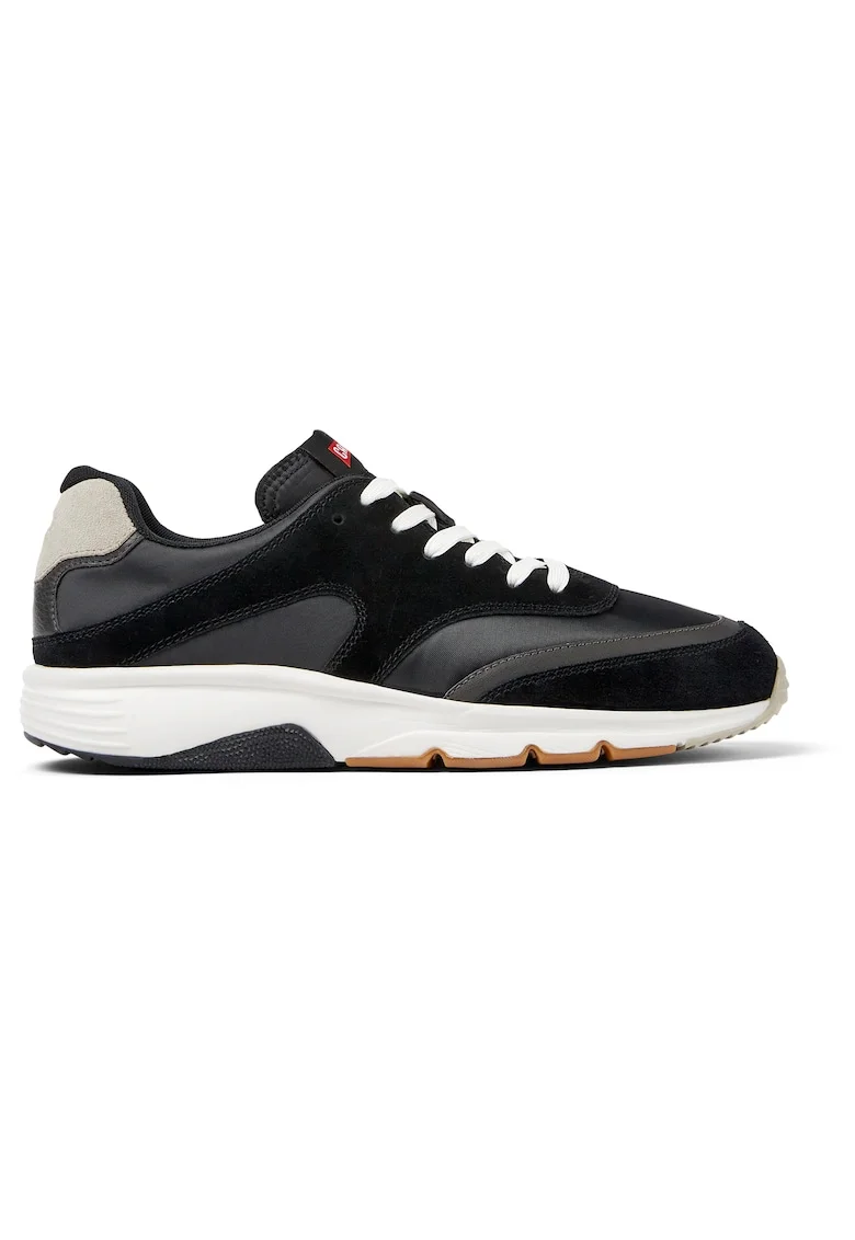 Pantofi sport cu insertii din piele nabuc Drift, Negru/Gri