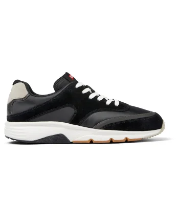 Pantofi sport cu insertii din piele nabuc Drift, Negru/Gri
